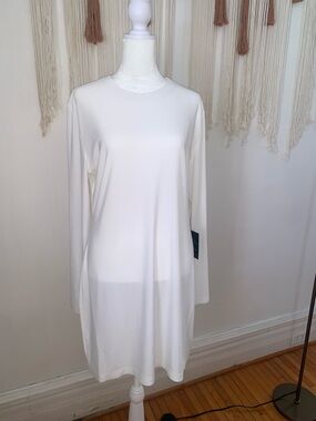 Norma Kamali White Long Sleeve Shift Dress